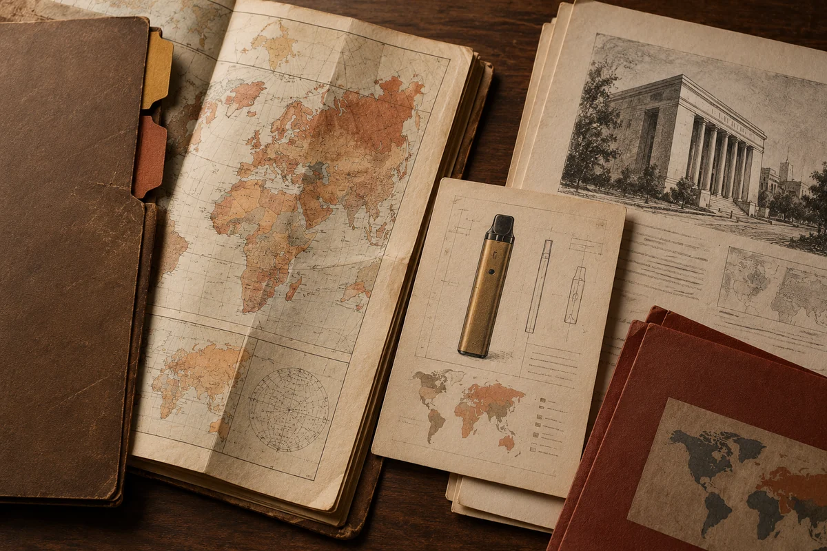 AI editorial illustration connecting an exact subject record with geography and an institutional document